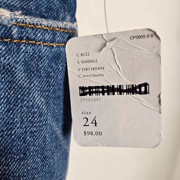 We The Free Straight Leg Denim Jeans NWT Women's Blue Size 24 Distressed - Picture 3 of 4